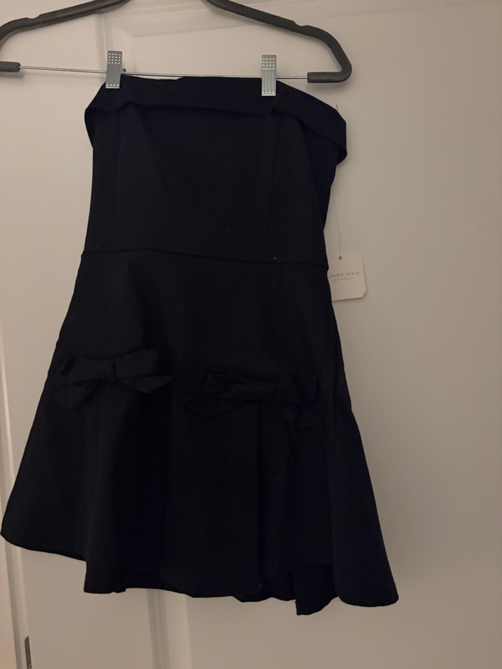 Altar'd State Black Strapless Party Dress with Bow Trim